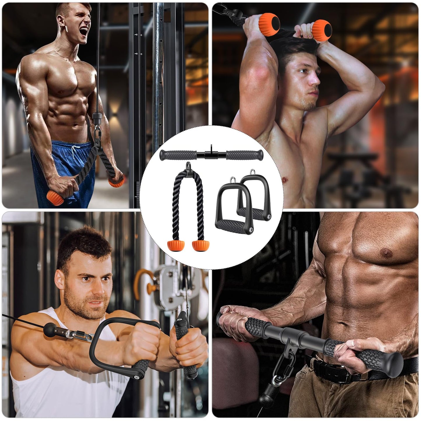 SELEWARE Cable Machine Attachments Set LAT Pulldown Attachments