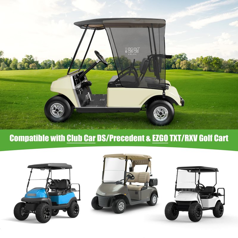 10L0L Golf Cart Sun Shade Cover for Club Car DS Precedent and EZGO TXT RXV, UV Heat Resistant Sunshade Curtain