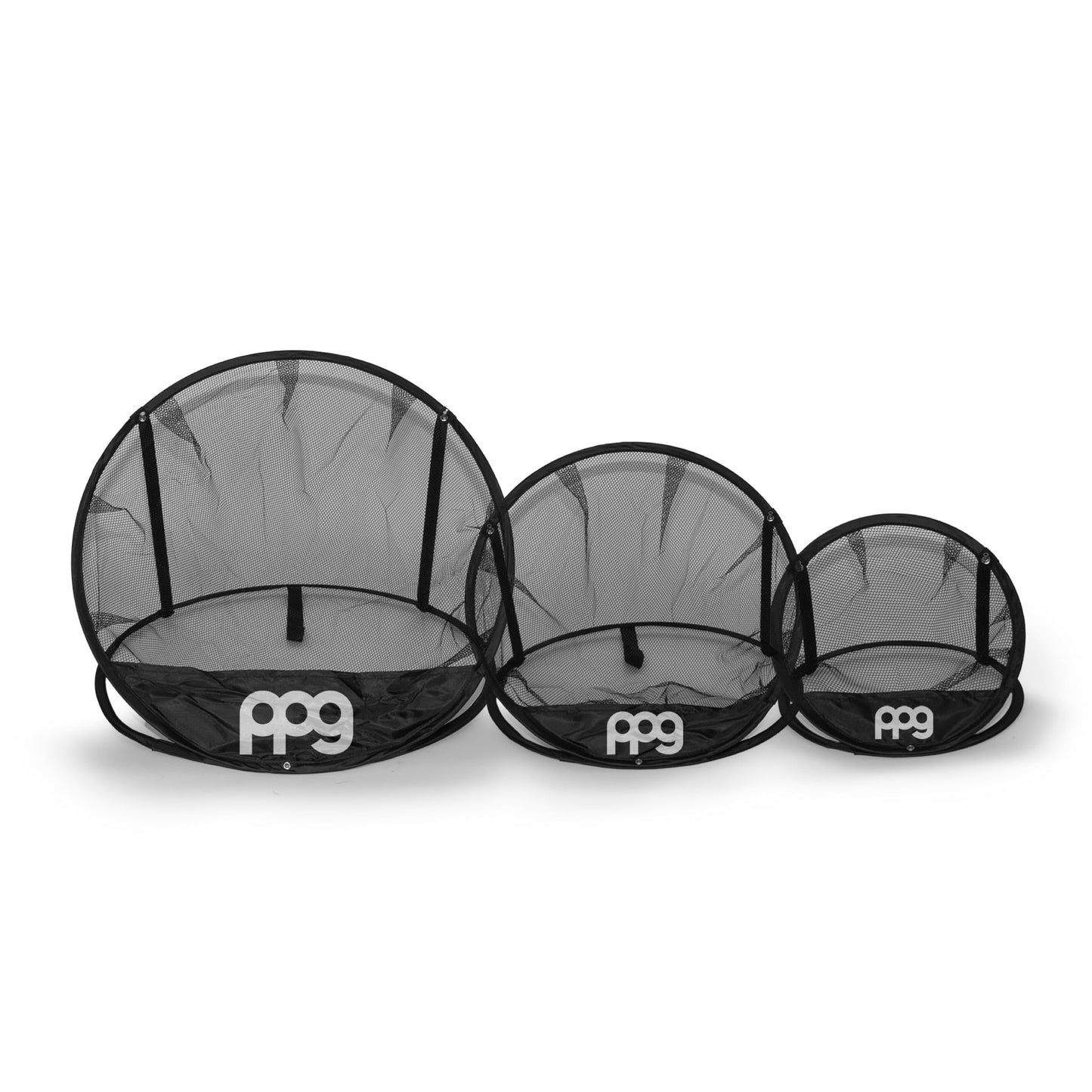 PPG Pin Point Golf 3-Piece Golf Chipping Target Net Set, Expandable Multi-Size Practice Nets with Foldable Design, Multiple Targets & Portable Carry Case for Indoor & Outdoor Training, Gray