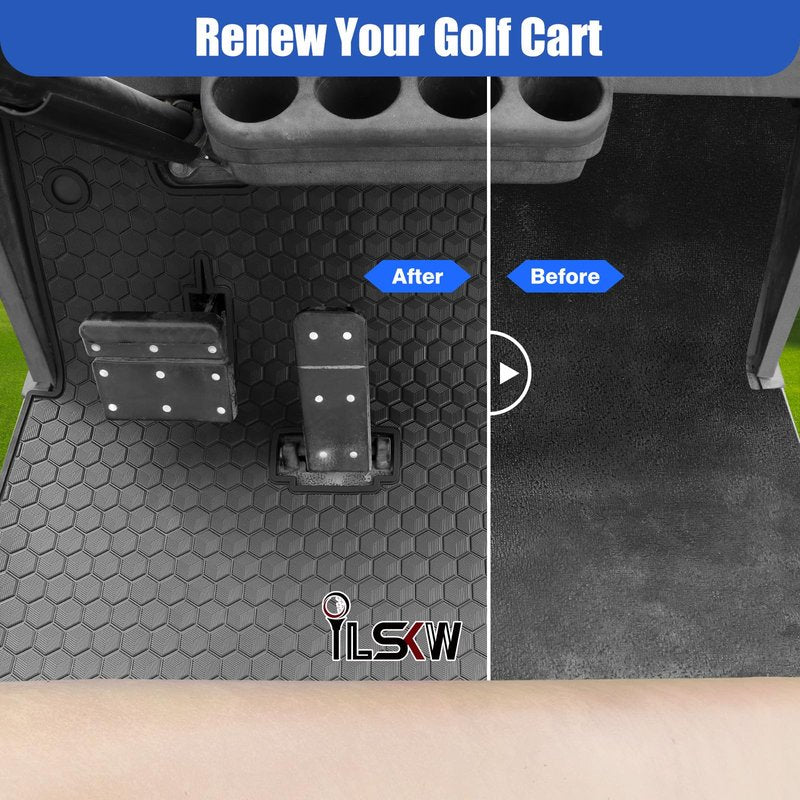 EZGO TXT Golf Cart Floor Mat, Upgraded Non-Slip Improved Full Coverage Liner Mats Unique with 8mm Thickness Rubber, Fits for EZGO TXT (1994+), EX1 (2020), Valor, Cushman Workhorse & Express S4