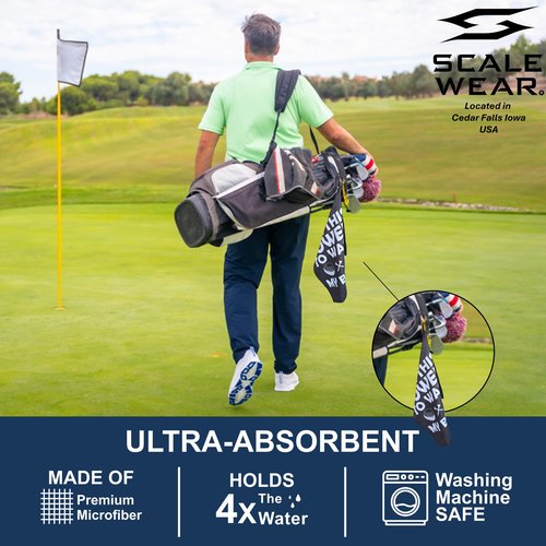Scale Wear Design Funny Golf Towel “I Use This Towel to Clean My Balls” – Microfiber Cleaning Cloth with Clip for Golf Bags Clubs and Balls for Golf Enthusiasts and Gag Gifts (Black)