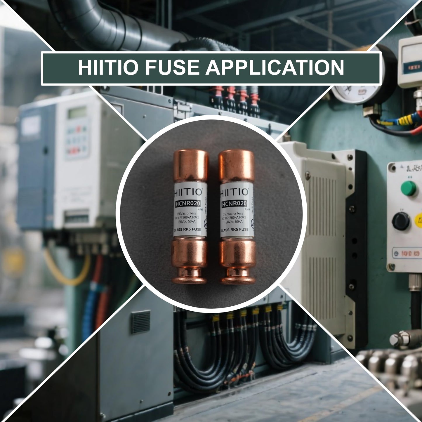 HIITIO 250Vac/150Vdc 20A Time Delay Fuse, RK5 Cartridge Fuse, Class R, Fusetron Dual Element Time-Delay Current Limiting Class UL Listed (Pack of 2)