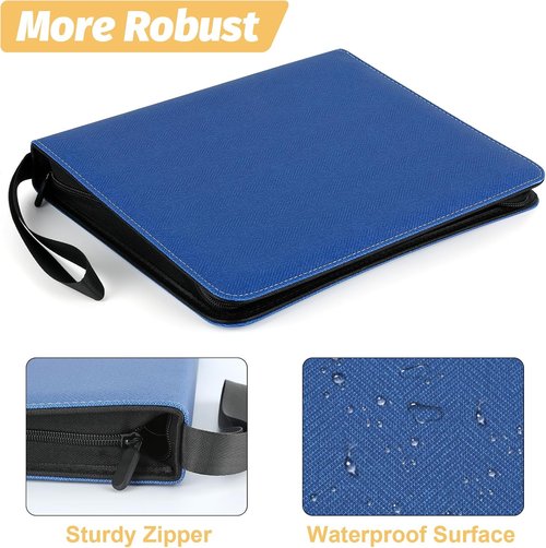 GERMUN 9 Pocket Card Binder - Premium Zip Trading Card Album for MTG, TCG & Sports Cards | 720 Double-Sided Pockets (Blue)