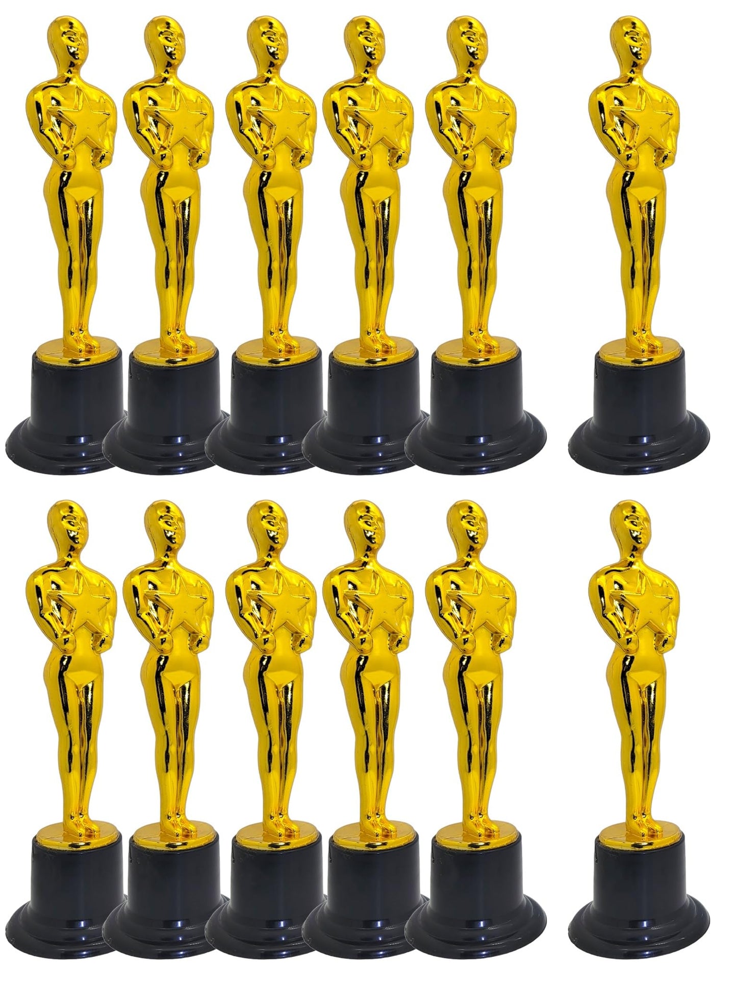 Zugar Land Gold Award Trophies (3 Pack) (6 Inches) Bulk Golden Plastic Statues. Standing Man Award Holding a Large Star Trophy for Movie Sport Ceremony Birthday Prize (Gold Award Trophy, 3 Pcs)