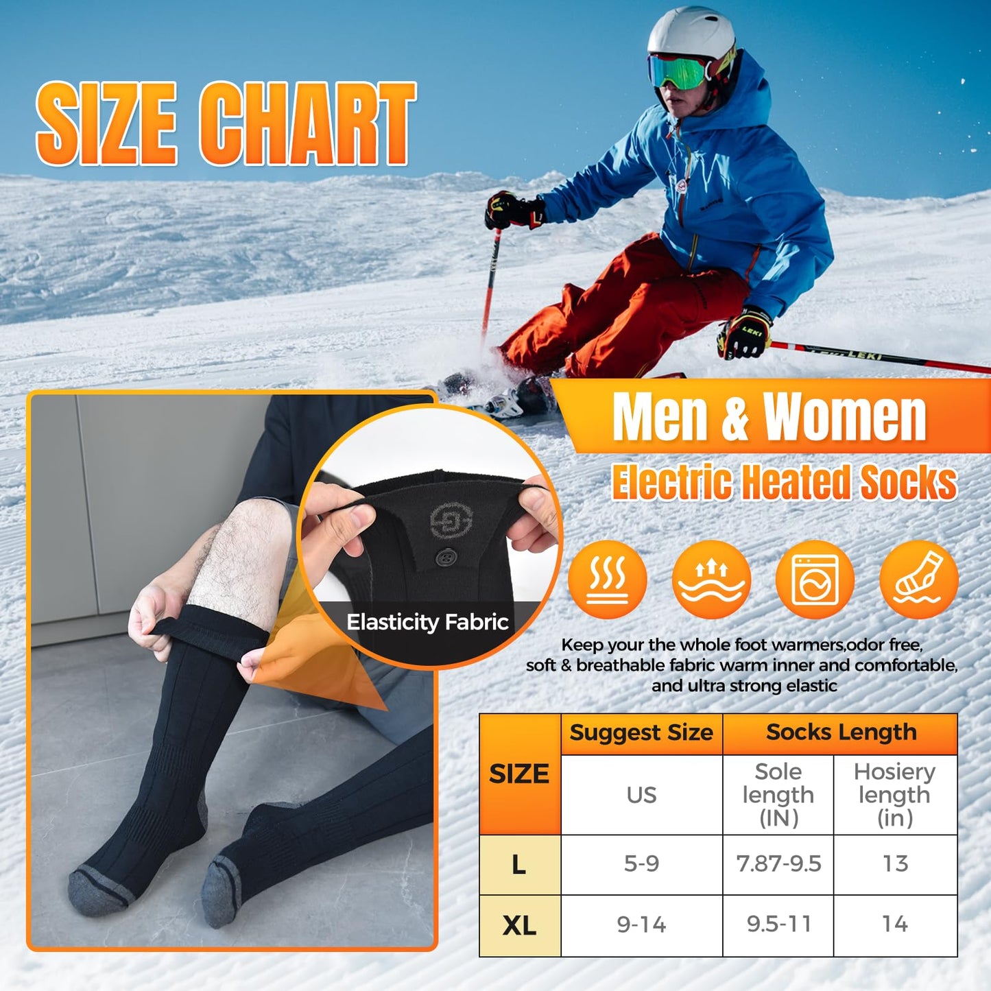 Starines 8000mAh Heated Socks for Men Women,APP Control Rechargeable Battery Electric Socks,Heating Foot Warmers Up to 13H Valentine's White Elephant Gift for Outdoor Winter Work Ski Hiking Hunting