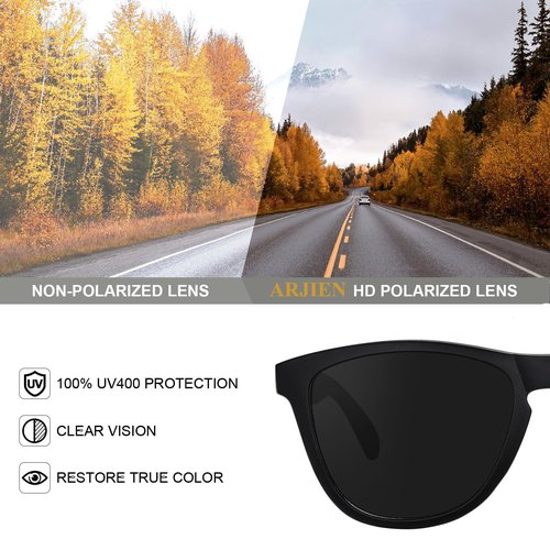 Arjien Square Polarized Sunglasses for Women Men, UV400 Protection, Ideal for Running Golf Driving, Travel Beach Essentials