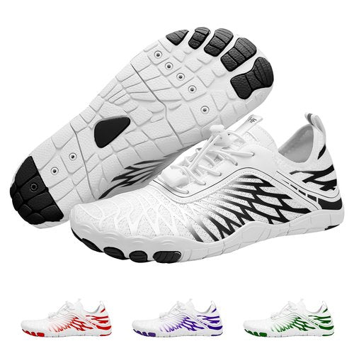 Hike Footwear HF Signature Healthy & Non-Slip Breathable Barefoot Shoes, Flexible Lightweight Daily Wear Walking Shoes Unisex White/Black