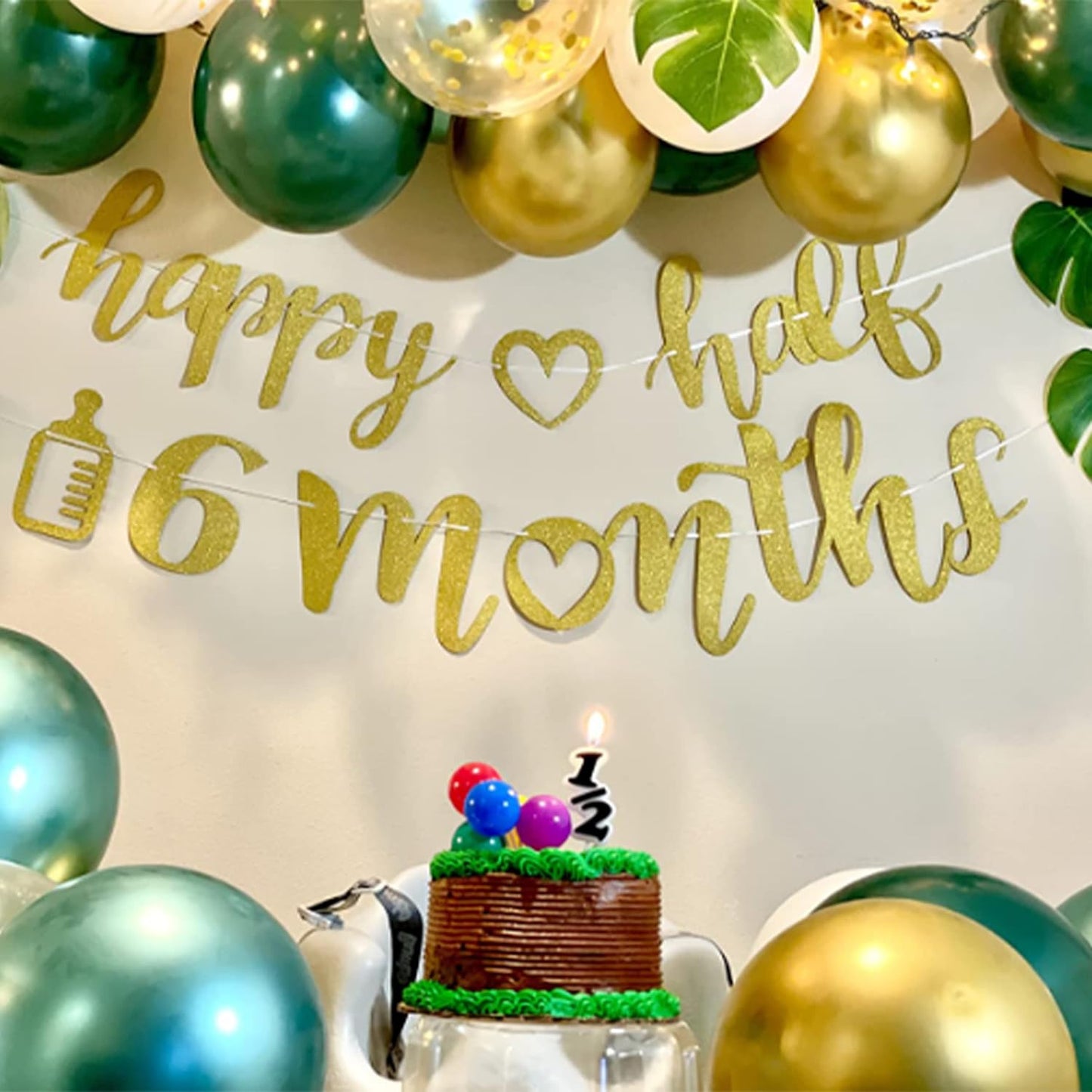 Metallic Green Gold Balloons - 12 Inch Latex Balloons with Ribbons | 60 Pack for Weddings, Anniversaries, Birthdays & Baby Showers