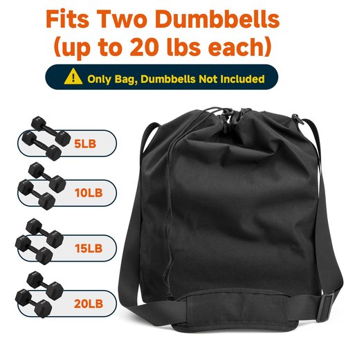Xxerciz Dumbbells Carry Bag with Adjustable Strap, Portable Fitness Dumbbell Storage Bag Case, Gym Crossbody Bag with Soft Pad for Carrying 1 Pair Dumbbells - Each from 5 LBS to 20 LBS