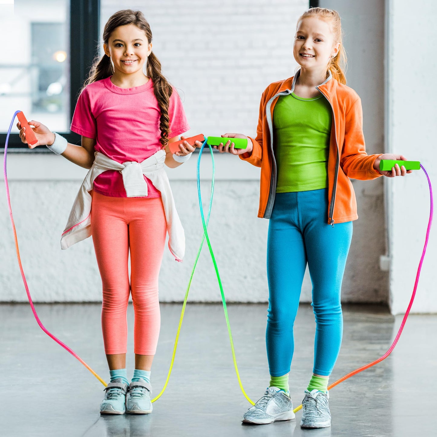 6 Pack Jump Rope for Kids, Adjustable Length Nylon Skipping Ropes for Kids