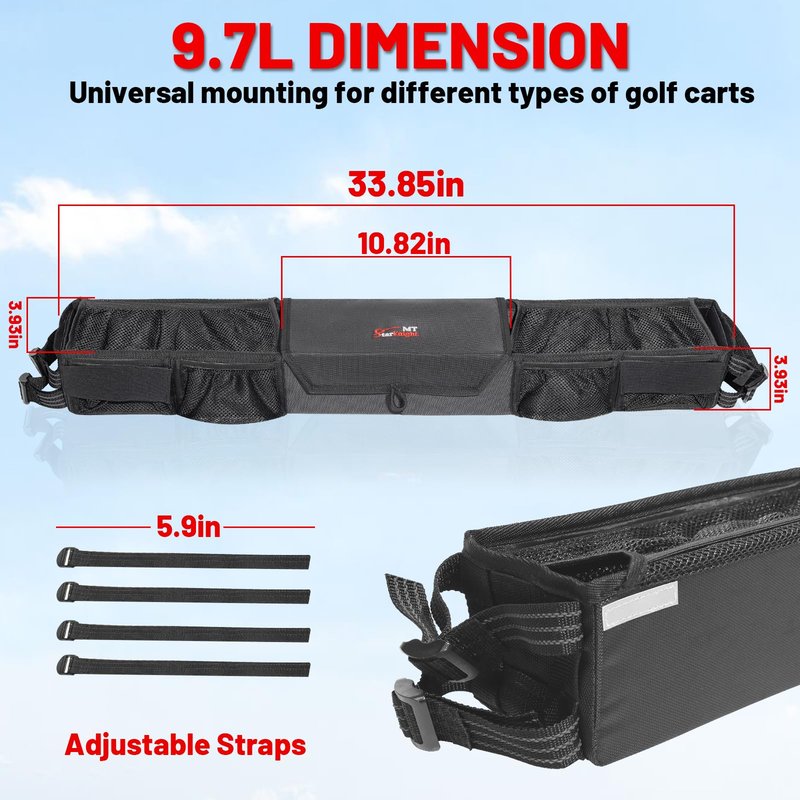 StarknightMT Universal Golf Cart Front Storage Basket,Foldable Dash Tray Organizer, No Drill Golf Cart Organizer Compatible with EZGO Club Car Kandi Electric Golf Cart Yamaha, 1680D Oxford Fabric