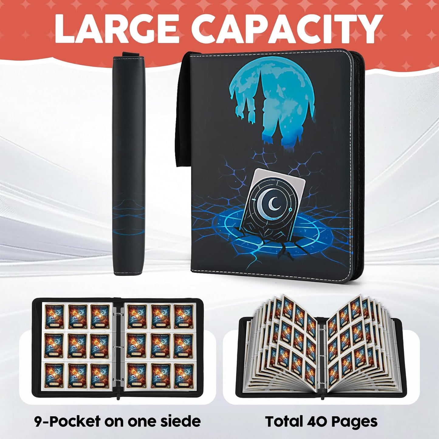 Skiennix 9 Pocket Card Binder - Premium Collector Book for MTG/YGO/PTCG | Holds 720 Cards - Blue