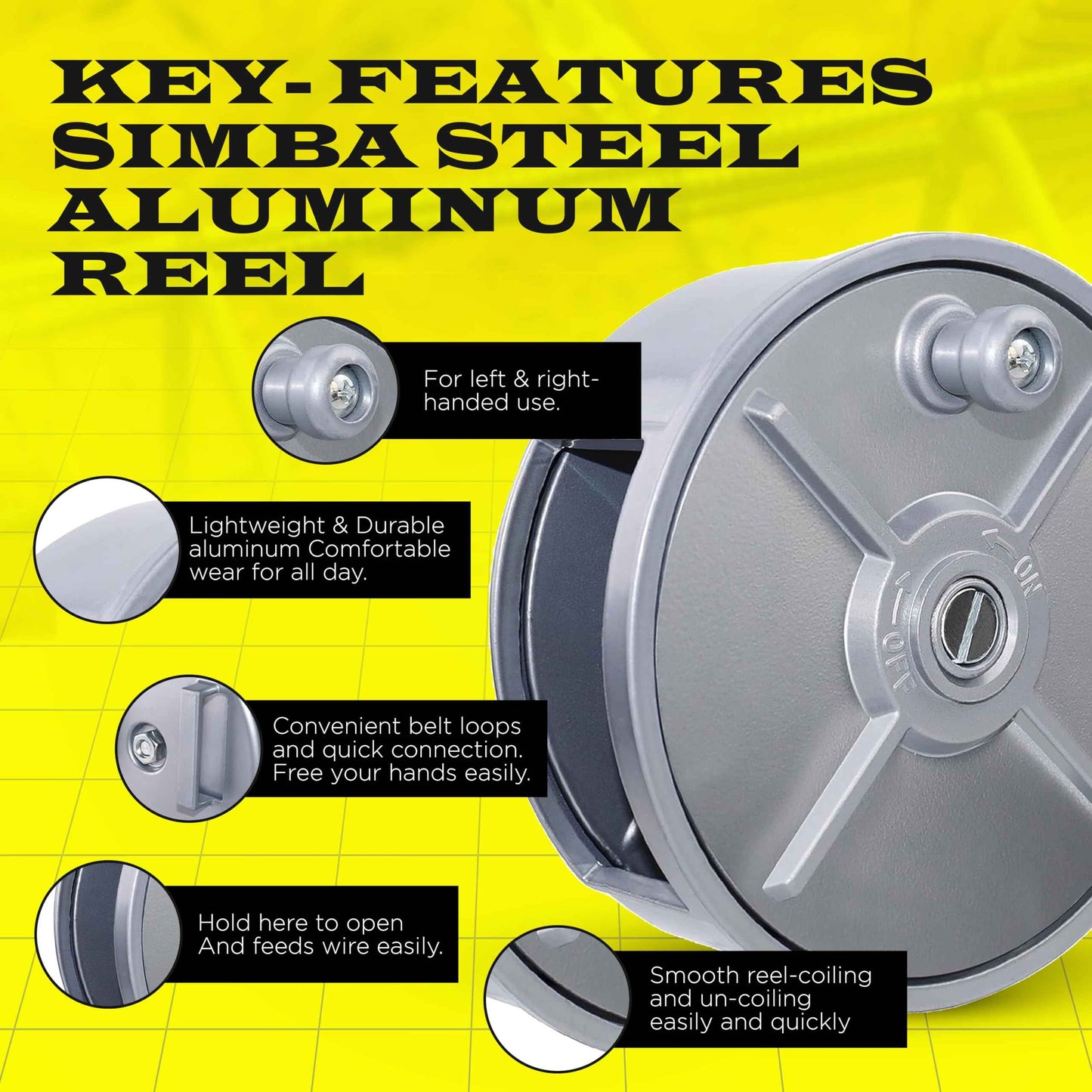 Aluminum Tie Wire Reel Coil Holder with Ergonomic Rewind Knob, Lightweight and Durable