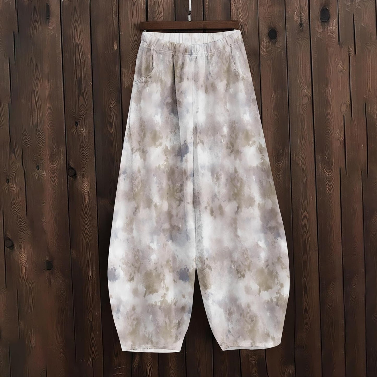 Zaswen Women's Palazzo Pants - High Elastic Waist Tie-Dye Lounge Trousers with Pockets | Plus Size Casual Wear
