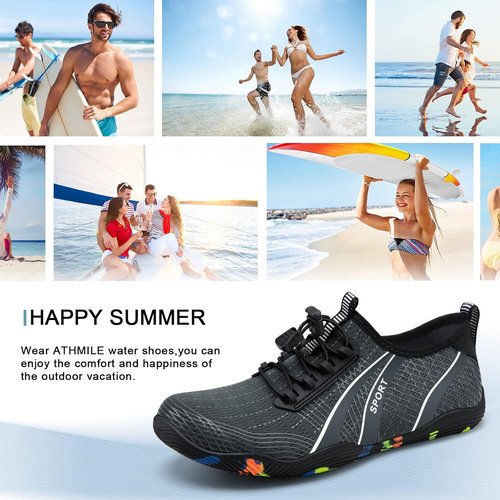 ATHMILE Water Shoes - Quick Dry Aqua Socks for Men & Women | Ideal for Beach, Lake & River Activities