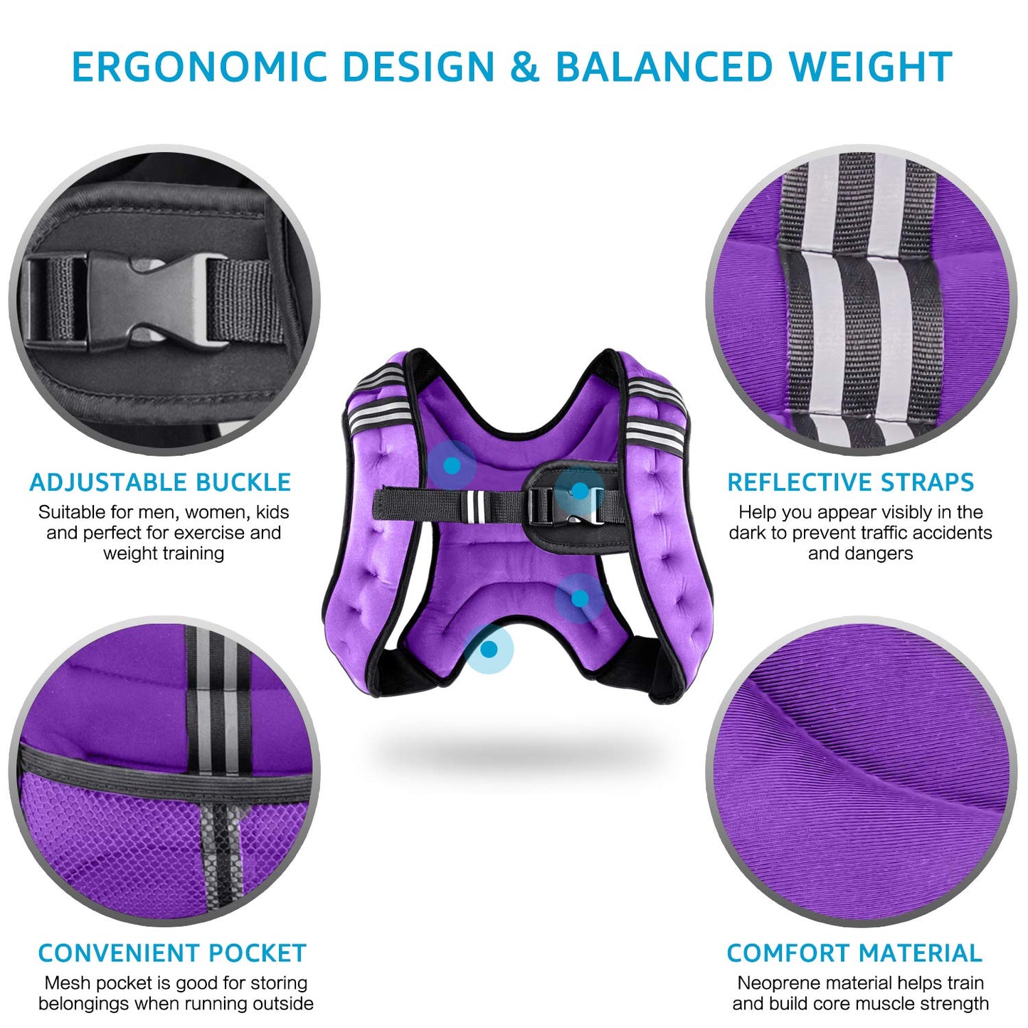 Henkelion Weighted Vest Weight Vest for Men Women Kids Weights Included, Body Weight Vests Adjustable for Running, Training Workout, Jogging, Walking