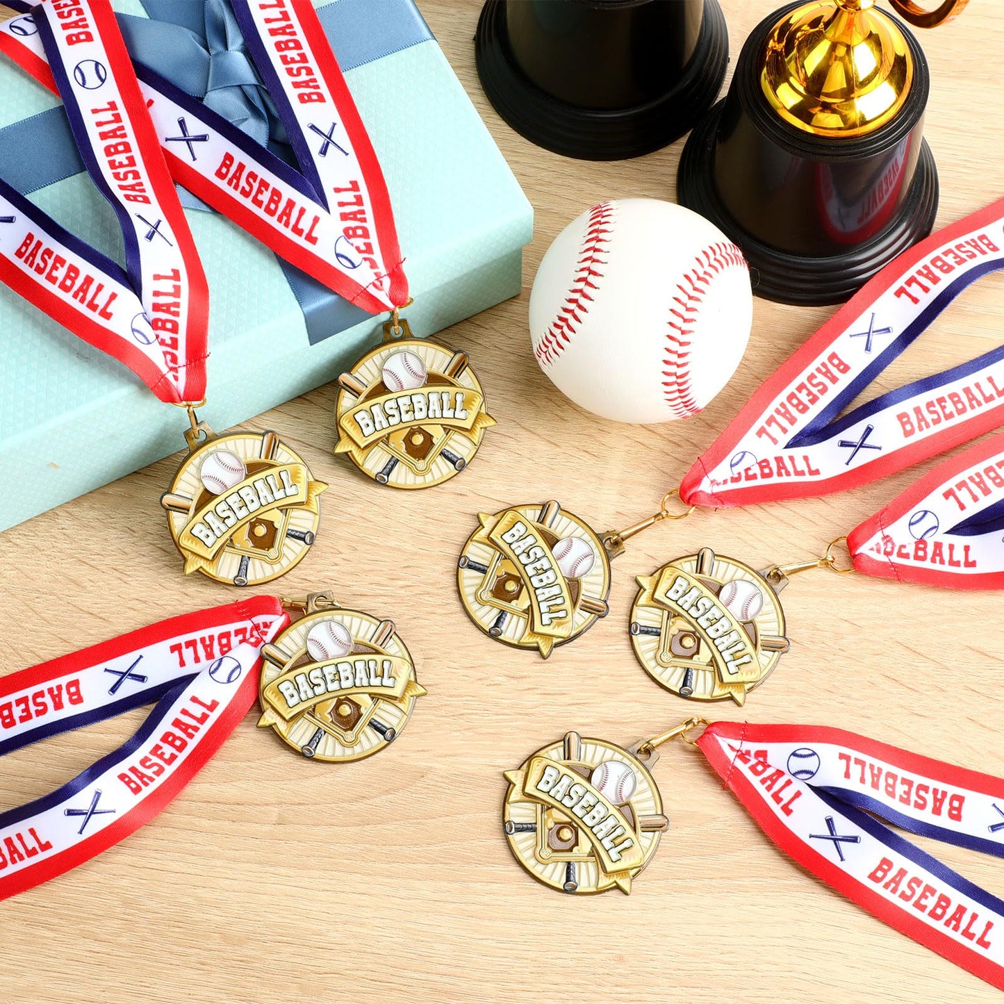 Ecation 12 Pcs Basketball Medals 2 Inch Gold Sports Award Medals with Neck Ribbon