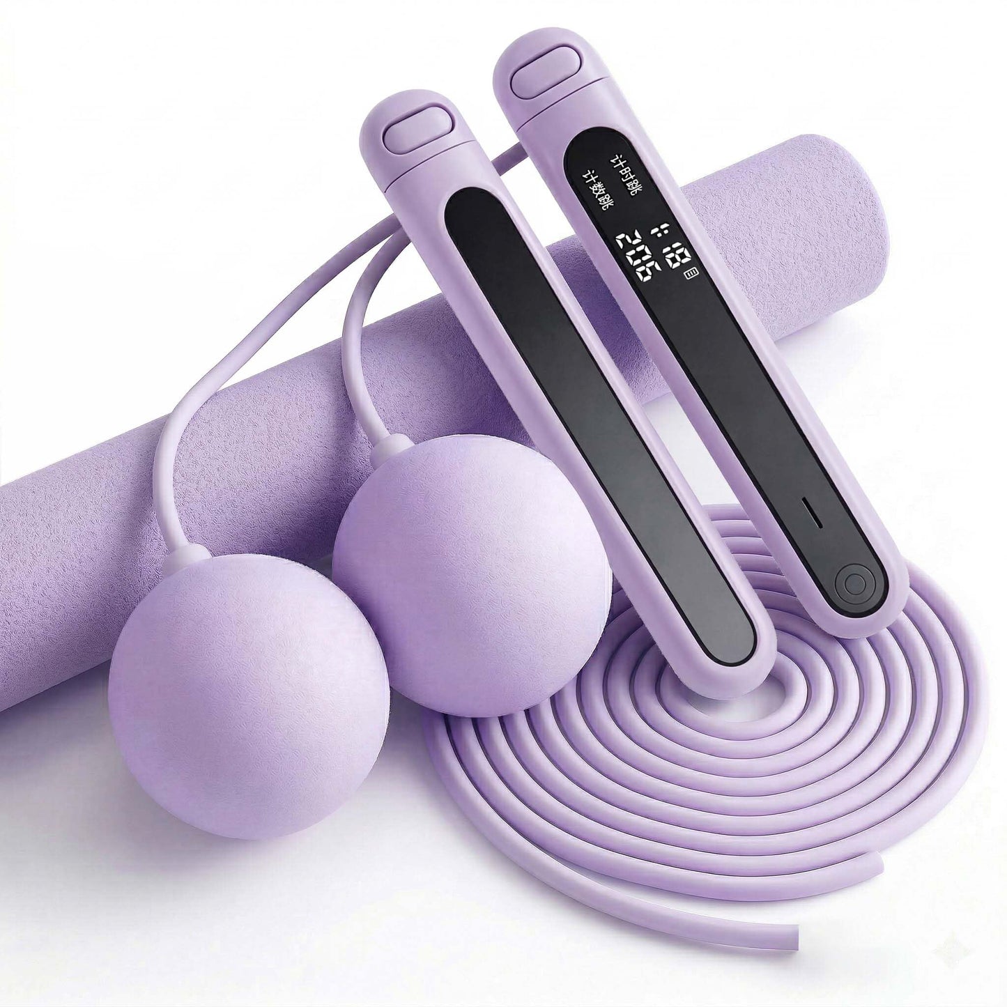 Jump Rope for Women, Cordless Jump Rope with Counter & Tangle-Free Design – Purple Skipping Rope for Fitness Women, Quiet Indoor Workout, HD Display, Non-Slip Silicone Grip, Adjustable Length for Home Exercise