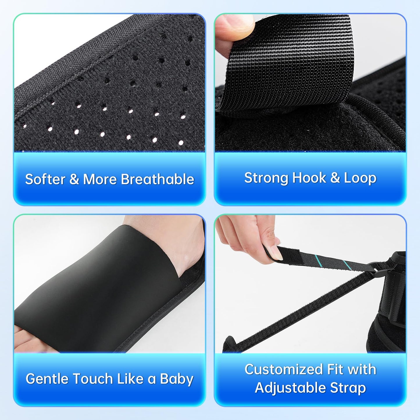 ZEAZEN Plantar Fasciitis Brace Night Splint, Adjustable Foot Support for Heel Spur, Foot Drop & Achilles Tendonitis Relief, Comfortable Day & Night Use for Men and Women (Black, Large)