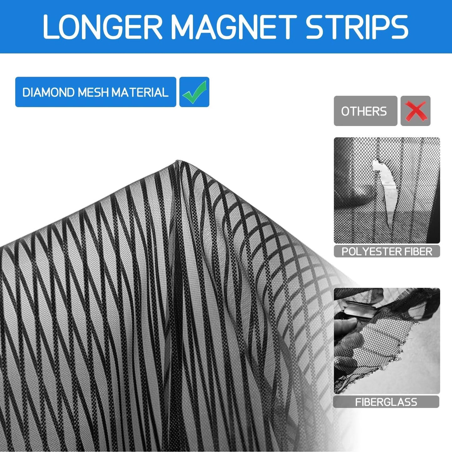 Screen Magnetic Door Closure Heavy Duty,Self Sealing,King Kong Mesh Outdoor Partition:Bug-Blocking Privacy Screen for Patio,Garden,Pet & Kid Friendly - Easy Install/Black 37x82in