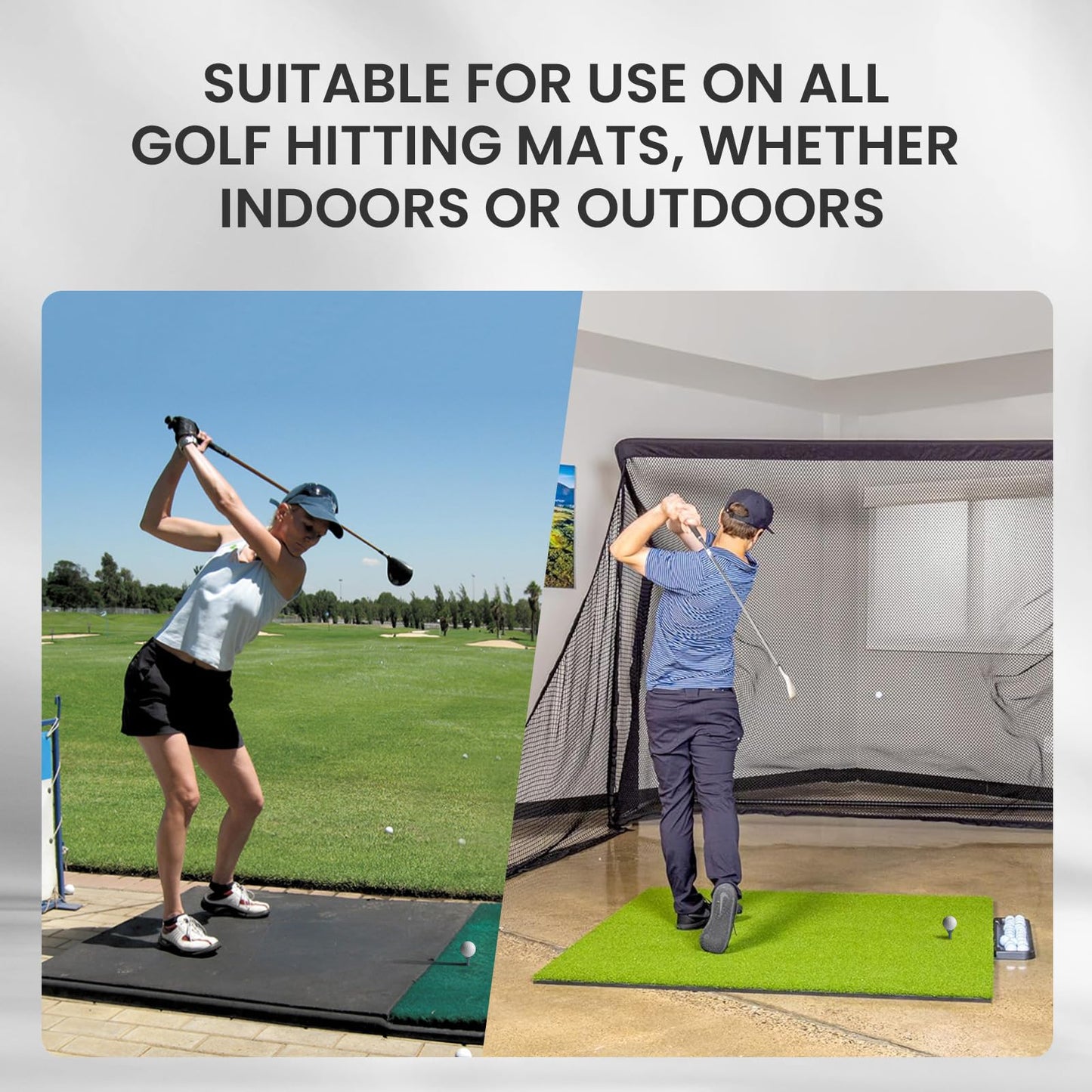 Amy Sport Golf Rubber Tee Adjustable Value 3 or 6 Pack, Unbreakable Durable Tee for Mat Driving Range Indoor Simulator, Adjustable Height from 2.1" to 2.9" (White-6 Pack)