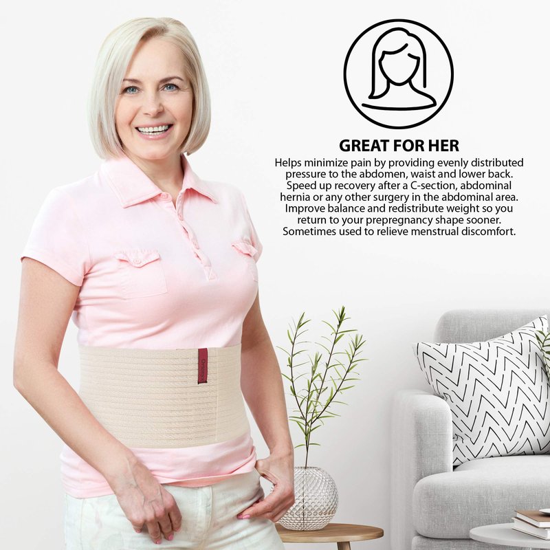 ORTONYX 6.25" Abdominal Binder for Men and Women/Postpartum Post-operative Post-surgery Wrap/Abdomen Navel Umbilical Hernia Support Belt / 524006 Beige L/XXL