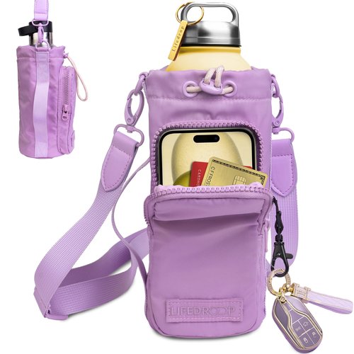 Lifedrop Bottle Holder with Strap Durable Insulated Bag for 32oz Bottles Multifunctional Front Pocket Holder for Hiking, Sports