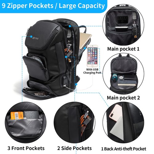 SMONT Sling Bag for Men, Chest Shoulder Bag with USB Charging Port Anti Theft Waterproof Grey