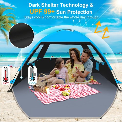 Gorich Beach Tent - Portable Sun Shelter for 3-10 People | UPF 50+ UV Protection & Easy Setup