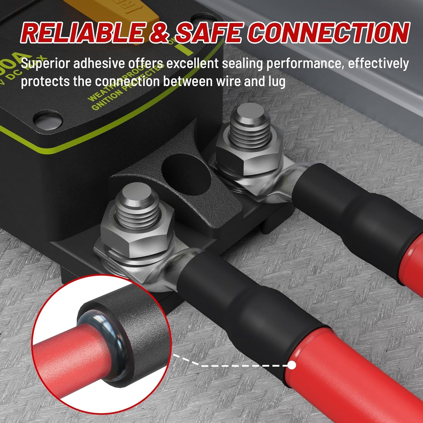 Red Wolf 20PCS 6 AWG Marine Grade Wire Lugs - Tinned Copper Ring Terminals with Heat Shrink Tubing