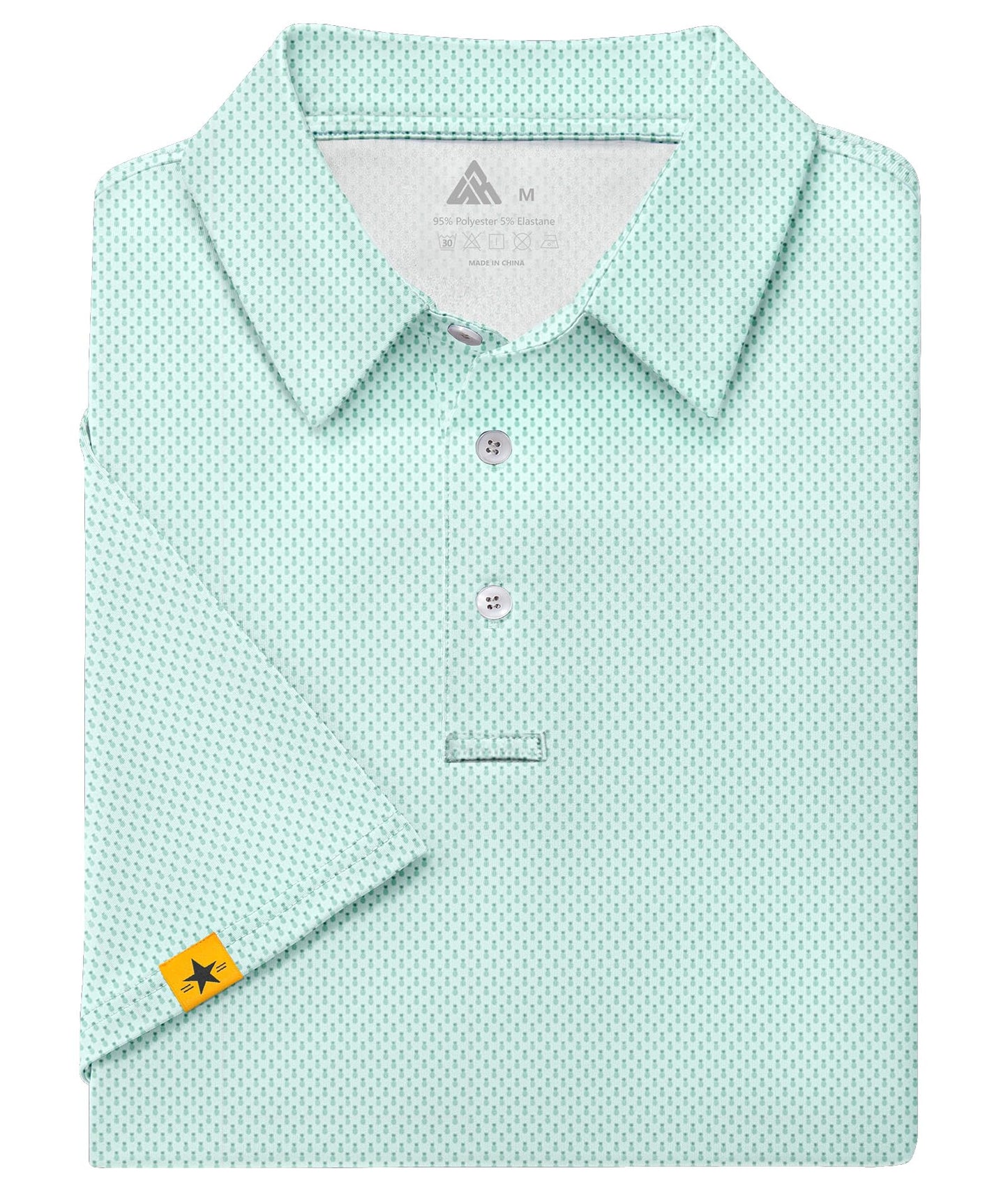 ZITY Mens Golf Polo Shirts Short Sleeve UPF 50+ Performance Moisture Wicking Print Pattern Casual Collared Golf Shirt for Men Light Green X-Large