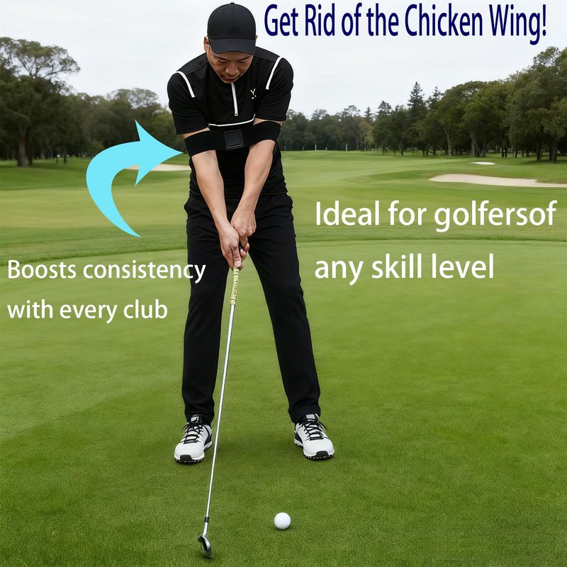 Golf Swing Training Aid-Swing Correcting Arm Band,Correction and Swing Technique for Superior Golf Performanc, Unisex, Ideal for All Levels of Play (M) Black