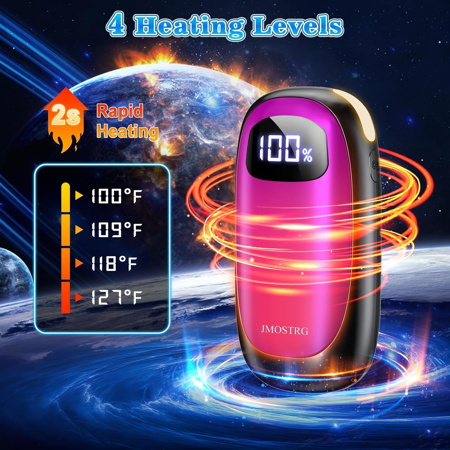 Skiennix Rechargeable Hand Warmers - Dual-Sided Heating with LED Display & Flashlight, Max 127℉, 13Hrs Battery Life