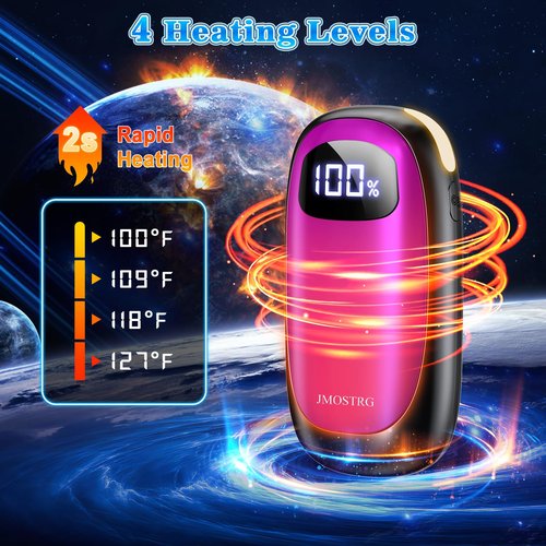 Hand Warmers Rechargeable, Electric Dual-Sided Heating with LED Display & Flashlight, Max 127℉, 13Hrs Long Lasting Pocket Heater for Raynauds, Golf, Hunting, Camping, Birthday Gifts for Men Women