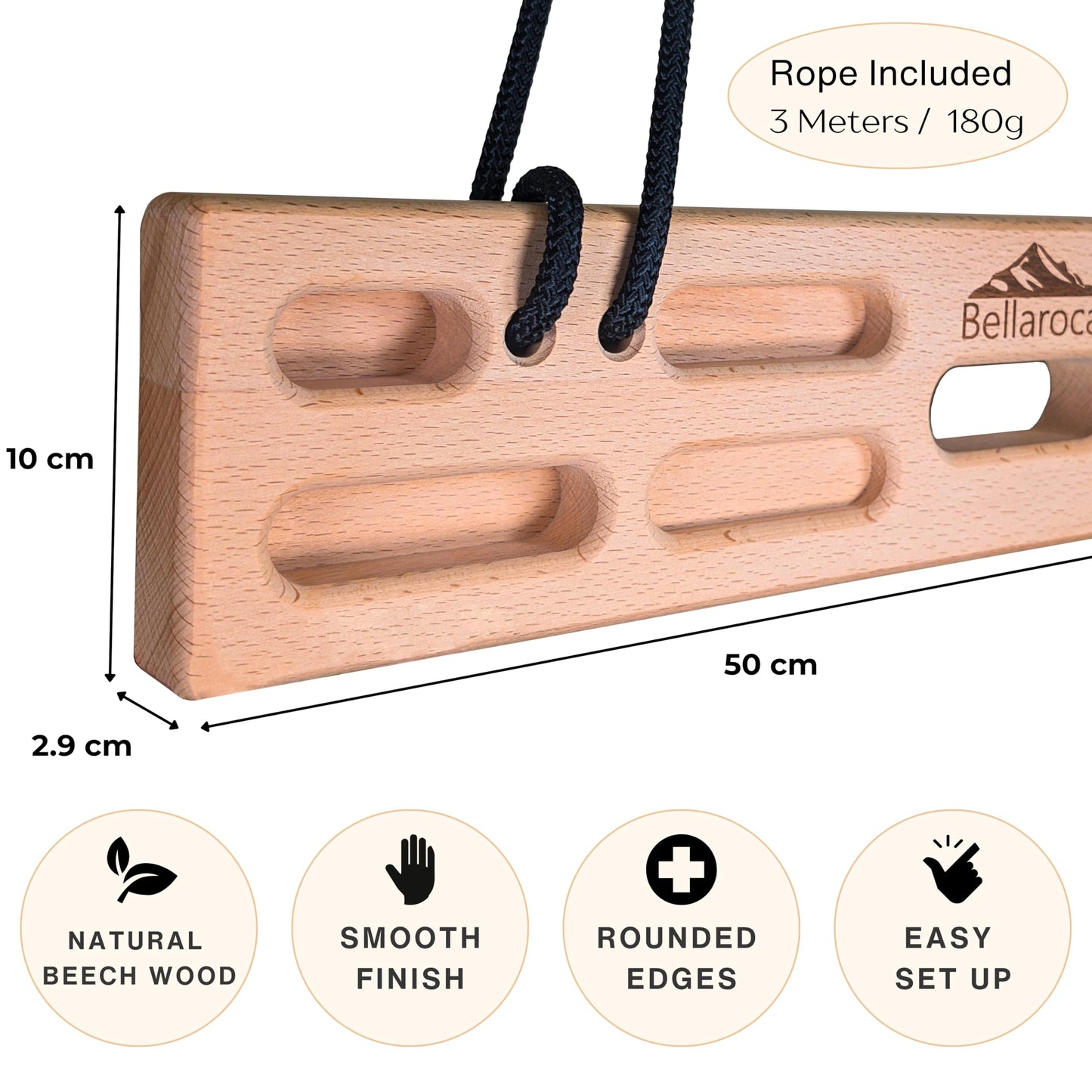 Bellaroca® Portable Hangboard Hexagons for Rock Climbing – Set of 2 Wood Climbing Fingerboards with 10+ Grip Combinations, Pinch and Crimp Holds for Bouldering and Finger Strength Training