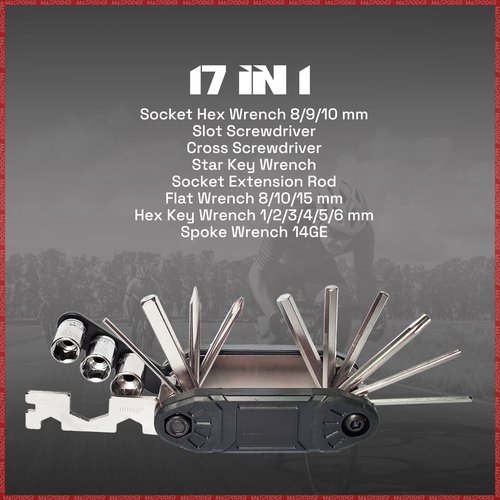 MASPODER Bike Tool Kit, Repair Kit with Frame Bag, Mini Pump, Multitool, Tire Lever Patches Bicycle Accessories Set for Adult Bikes Road Mountain MTB