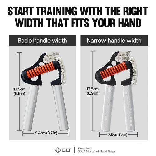 GD IRON GRIP 12LV Aluminum Grip Strength Trainer Adjustable Hand Gripper Strengthener(26 to 181 lb) Hand Grip Exerciser Wrist Strengtheners for Golf Training Equipment Forearm Gripper
