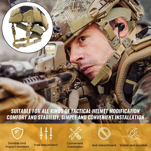 Yzpacc Tactical Helmet Pads and Helmet Chin Strap Replacement Adjustable for Tactical Fast MICH ACH Bump FMA EXF Helmet Replacement Accessories Kit