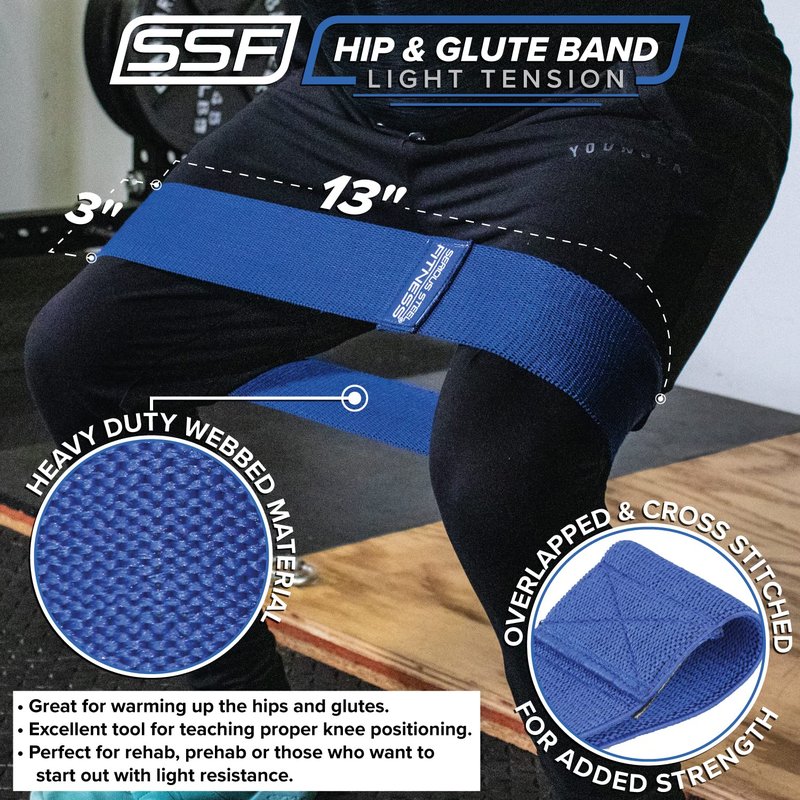 Serious Steel Fitness Hip and Glute Activation Band, for Squat, Deadlift & Warm-Ups (Three Pack (Blue-M, Black-M, Red-L))