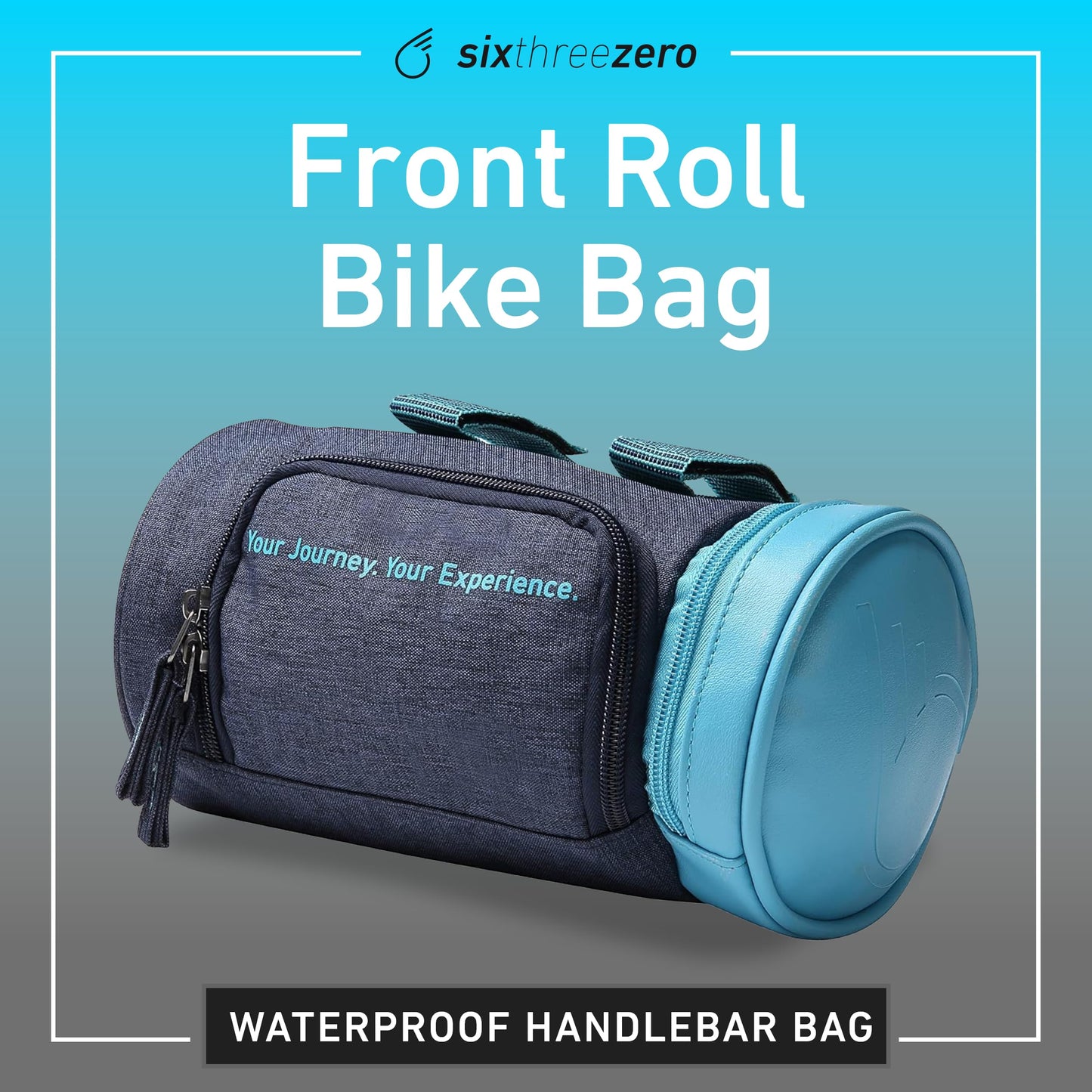sixthreezero Front Handlebar Bike Bag, Bicycle Storage Roll Bag, 2L Capacity, Navy w/Baby Blue