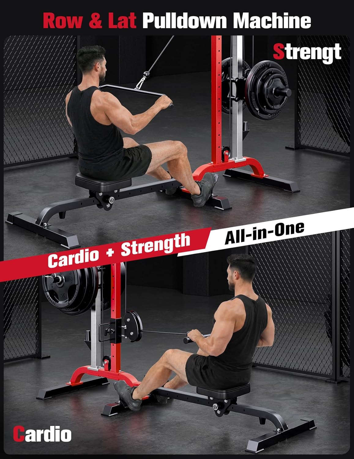 YOLEO Power Cage - Smooth Dual Pulley System | 1700LBS Adjustable Cable Crossover for Home Gym