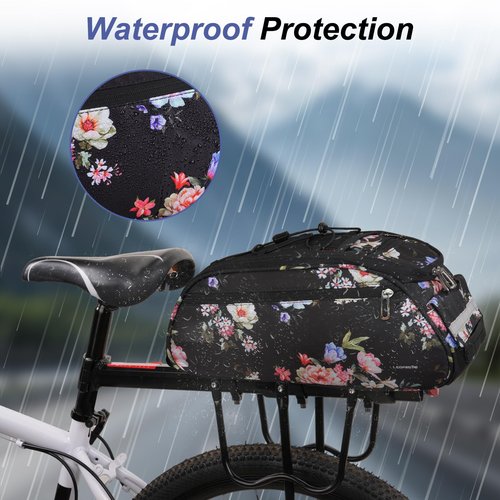 Leopauto Rear Bike Rack Bag, Large Capacity Waterproof Bicycle Trunk Pannier Bike Rear Seat Cargo Bag with Shoulder Strap for Bicycle Rear Rack (Style 1, Black)