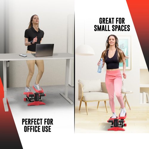 Nordic Lifting Mini Stepper & Stair Climber – Red – Compact Fitness Stepper w/Resistance Bands, LCD Monitor, 330LB Weight Limit – Home Leg & Thigh Workout Machine