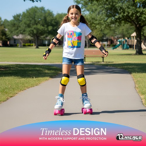 Chicago Skates Light Up Kids Roller Skates Girls - 4 Size Adjustable Roller Skates, Durable Top Performance with Front Stopper,54mm Urethane Wheels, Comfortable, Smooth Rolling, Indoor Outdoor, Age 3+