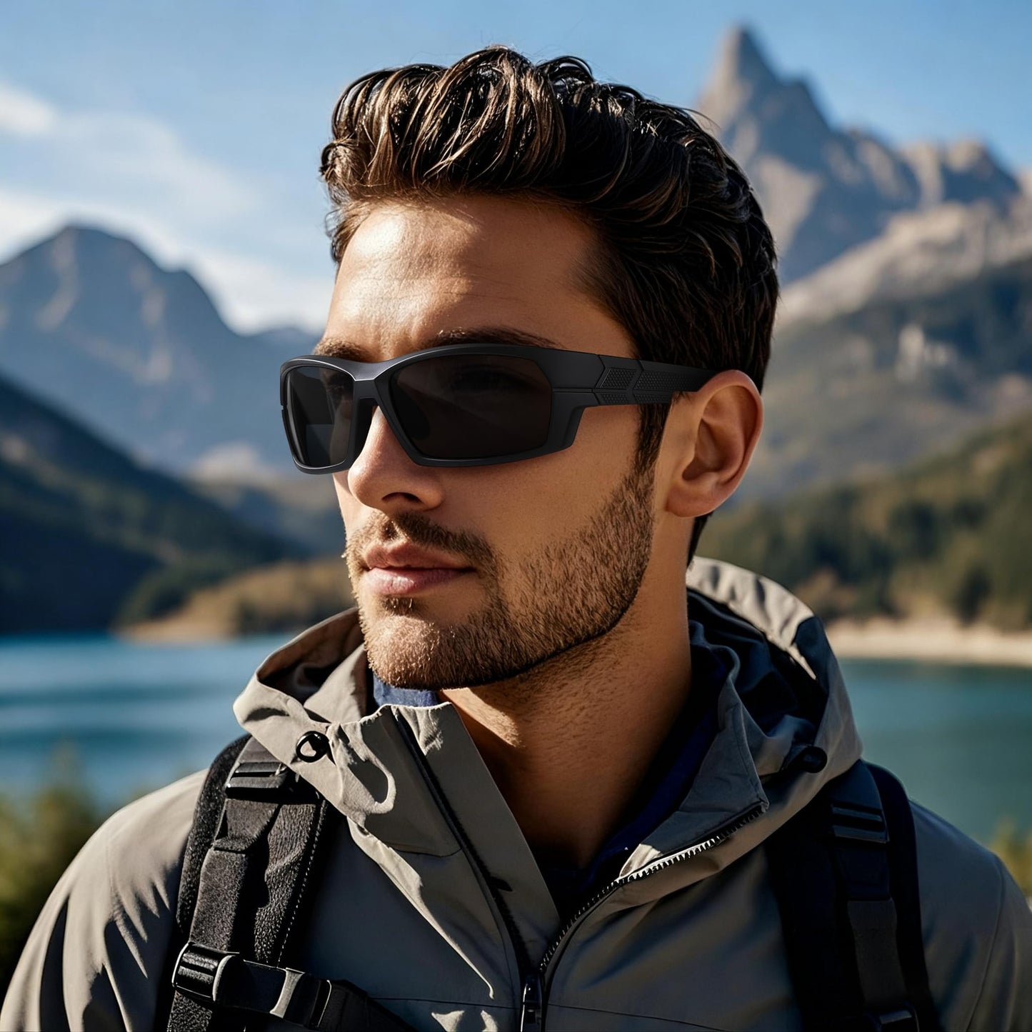 CTYZE Polarized Sports Sunglasses for Men, Wrap Around Sun Glasses for Fishing Driving Running Cycling Golf UV Protection