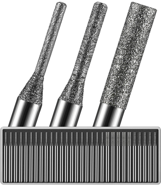 30Pcs 1mm/20Pcs, 2mm/5Pcs, 3mm/5Pcs, 150-Grit Diamond Drill Bits 1/8 Shank Compatible with Dremel for Drilling Grinding Glass Stone Jewelry Metal Diamond Tip