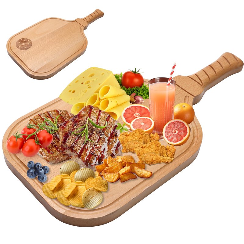Solaradgy Pickleball Paddle Snack Tray, Pickleball Paddle Charcuterie Board Suitable for Cutting Vegetables and Arranging Foods Such as Cheese and Steak, Equipped with Sturdy Wooden Handle
