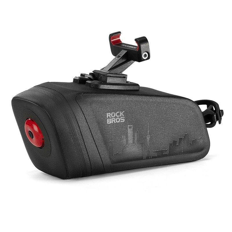 ROCKBROS Bike Saddle Bag with Night Riding Taillight and Brake Sensor- Waterproof Road & Mountain Bike
