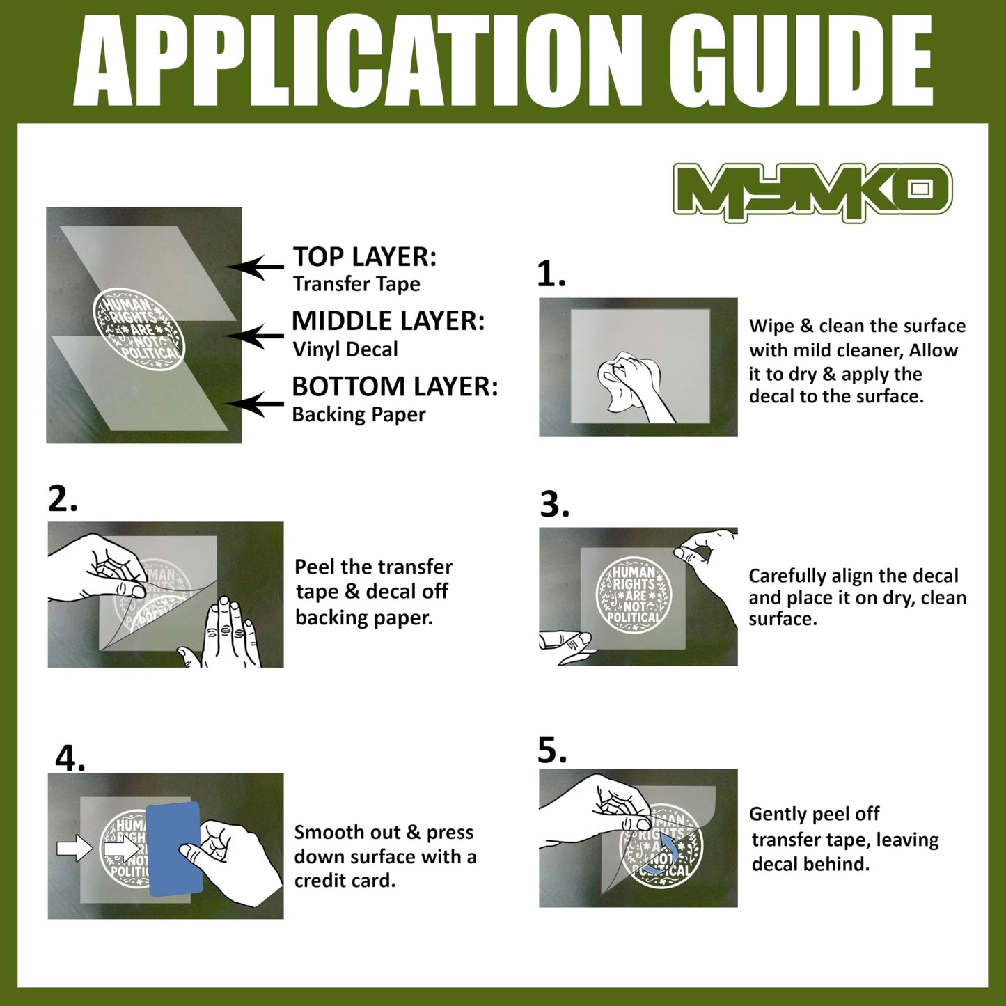 MYMKO Human Rights are Not Political Decal, Floral Car Window Decals, 6 Inches UV DTF Tranfer Car Stickers, Weatherproof Car Truck Window Bumper Sticker, Feminist Car Stickers and Decals for Girl Boy