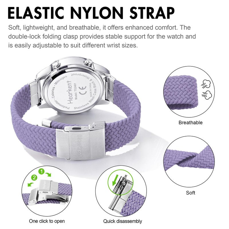 Hearkent Women Pedometer Watch for Walking Steps and Miles-Step Counter for Calories,30M Waterproof-EL Backlight-Countdown-Stopwatch-No App Step Tracker for Adults Seniors(Purple)